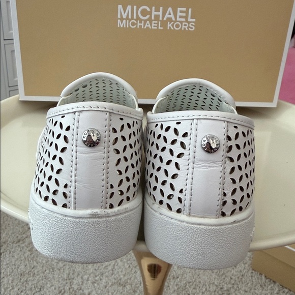 Michael Kors White Perforated Slip-Ons 6 - Picture 5 of 8